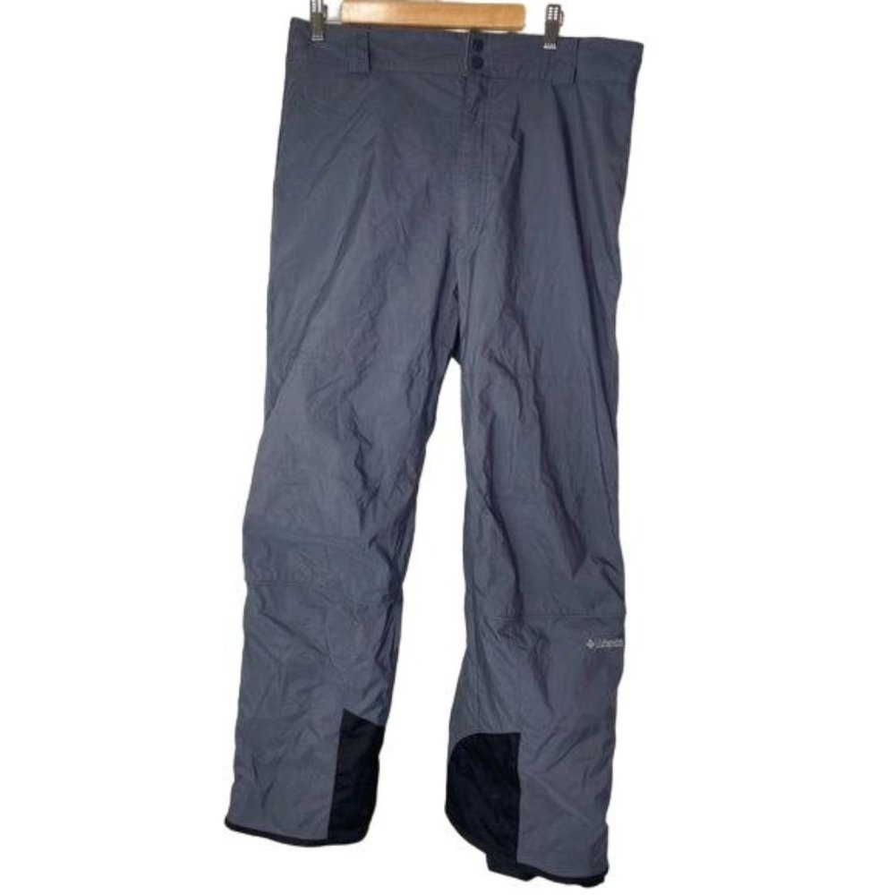 Columbia men’s ski snow pants easy on off gray blue size large Omni shield